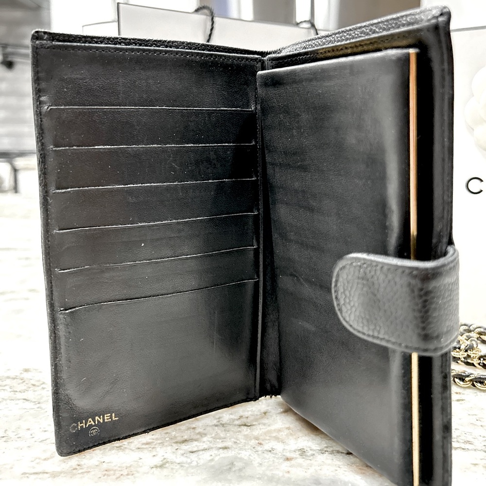 Chanel Authentic CC Black Calfskin Caviar Long Wallet - Picture 5 of 14